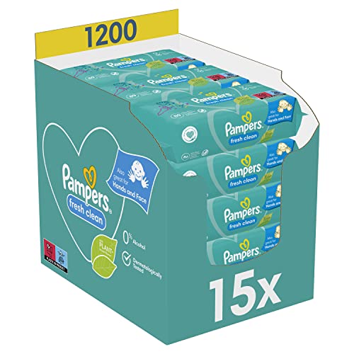 Pampers Fresh Clean Baby Feuchttücher, milder Duft, auch für Hände und Gesicht geeignet ,1200...
